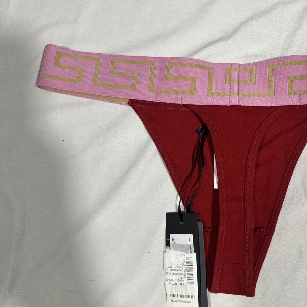NWT $75 VERSACE [ Womens size 5 ] Iconic Thong In Parade Red & Fuschia T2237 - Picture 9 of 10